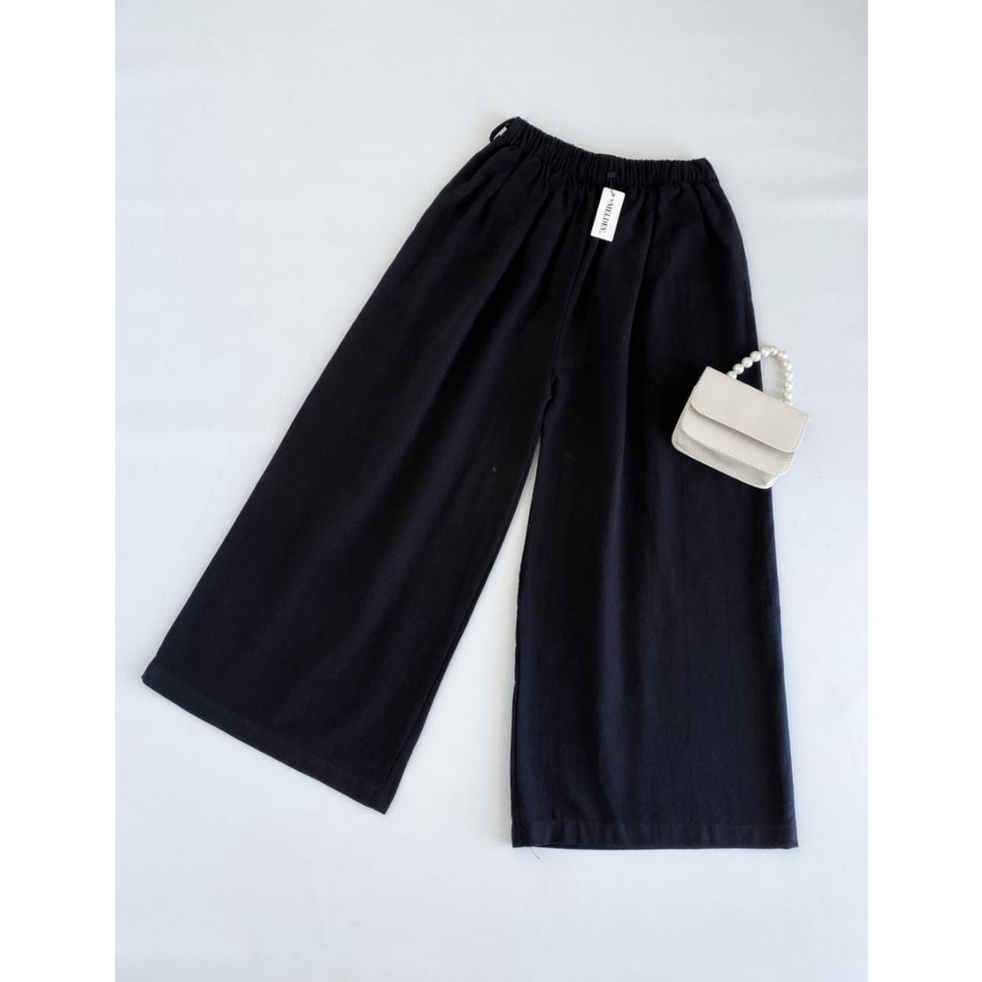 Celana Kulot Highwaist Bahan Premium Linen Wide Leg Cullotes - Linen Cullote Pants - COD