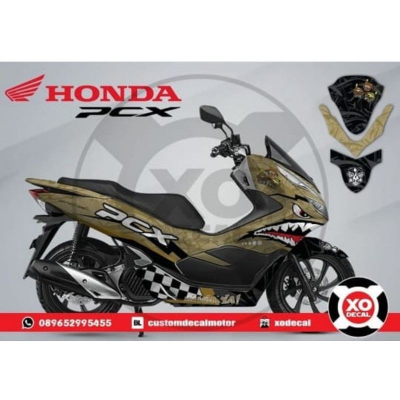 DECAL STICKE HONDA PCX 150 GOLD SHARK DESIGN