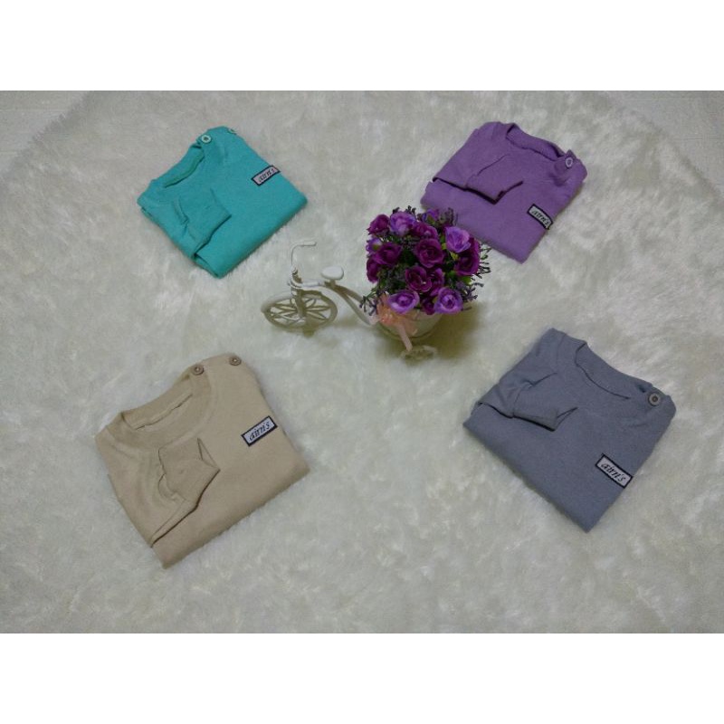 paket 4 baju bayi laki laki/perempuan lengan panjang ( warna hijau toska,ungu,abu,coksu ) lengan pan