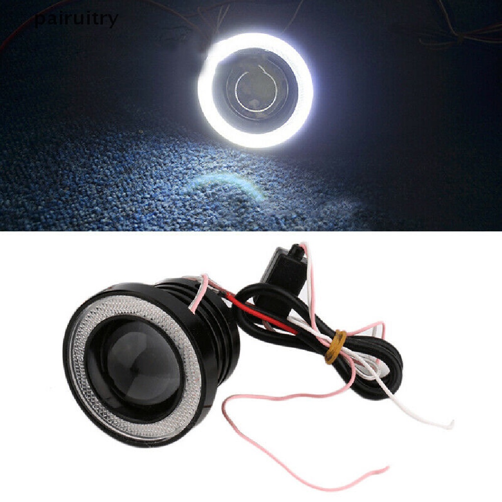 Prt 1pc Lampu LED Angel Eyes 3.5 &quot;12V Warna Putih Untuk Fog Lamp / Headlight Mobil SUV Universal