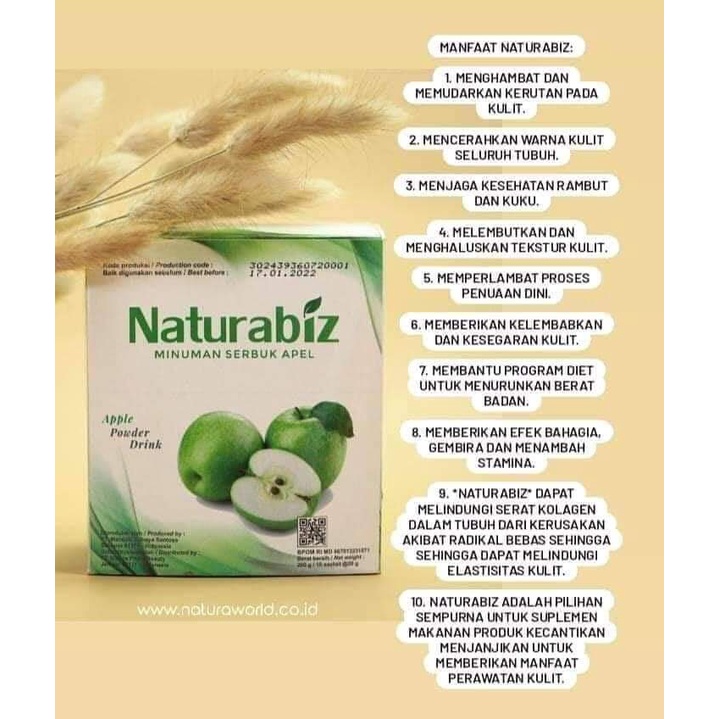 

Naturabiz minuman serbuk apel original naturaworld 1box isi 10 sachet penglangsing