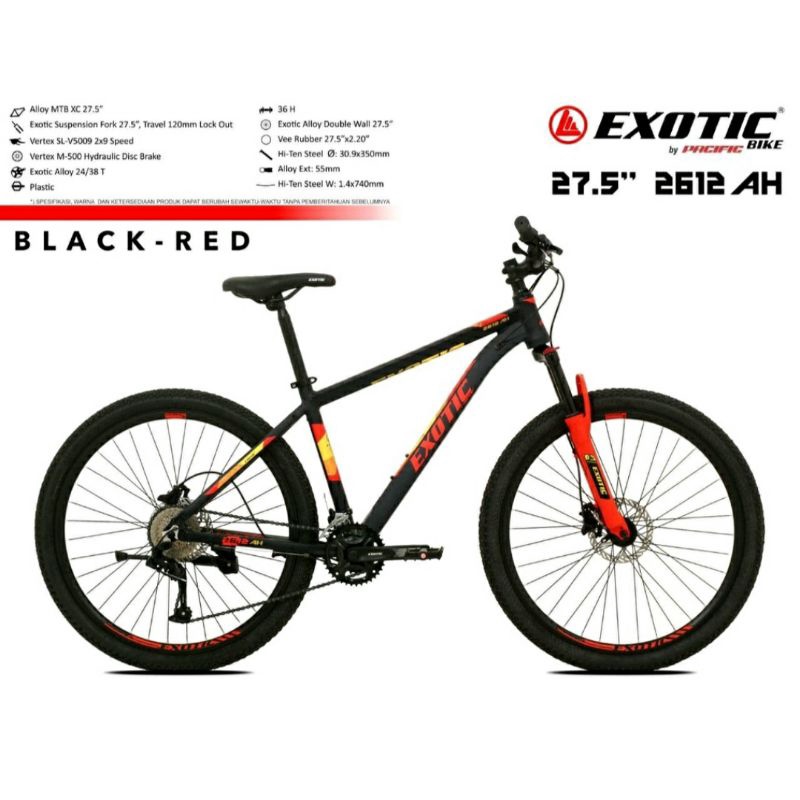 Sepeda Gunung MTB Exotic 2612 AH&amp;2658AH 27,5 inch Alloy Hidrolik 9 Speed