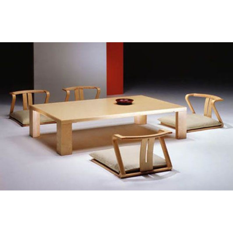 SET MEJA MAKAN KURSI LESEHAN DUDUKAN BUSA MODEL JEPANG KAYU JATI