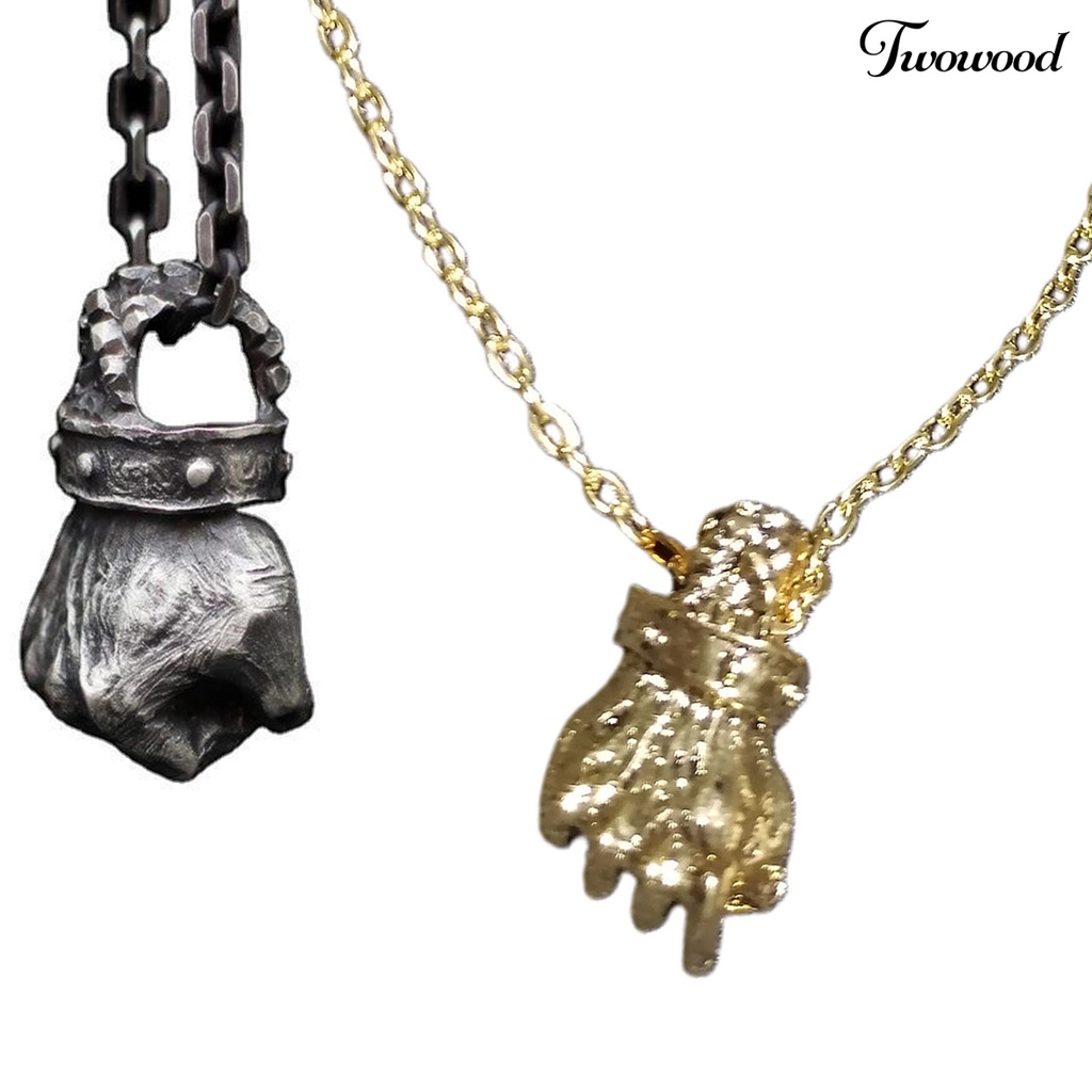 Twowood Pendant Necklace Fist Vintage Alloy Gothic Powerful Fist Pendant Necklace for Unisex