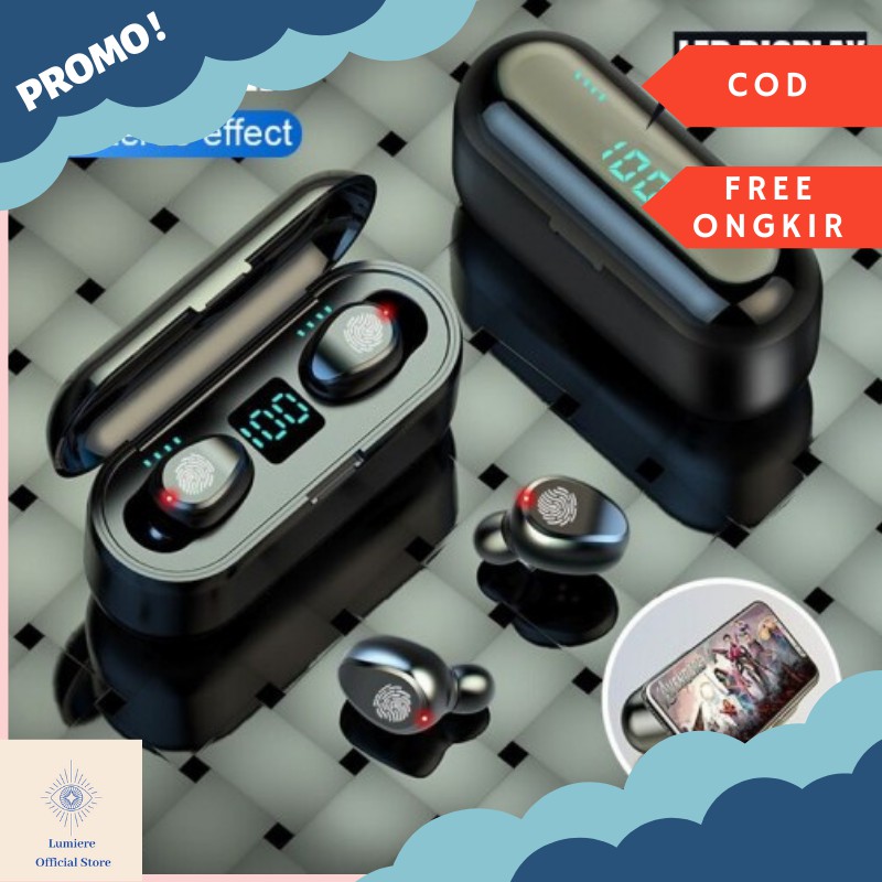 F9 TWS EARPHONE BLUETOOTH GAMING HEADSET TWS-F9 5.0 HIFI EARPHONE WIELESS