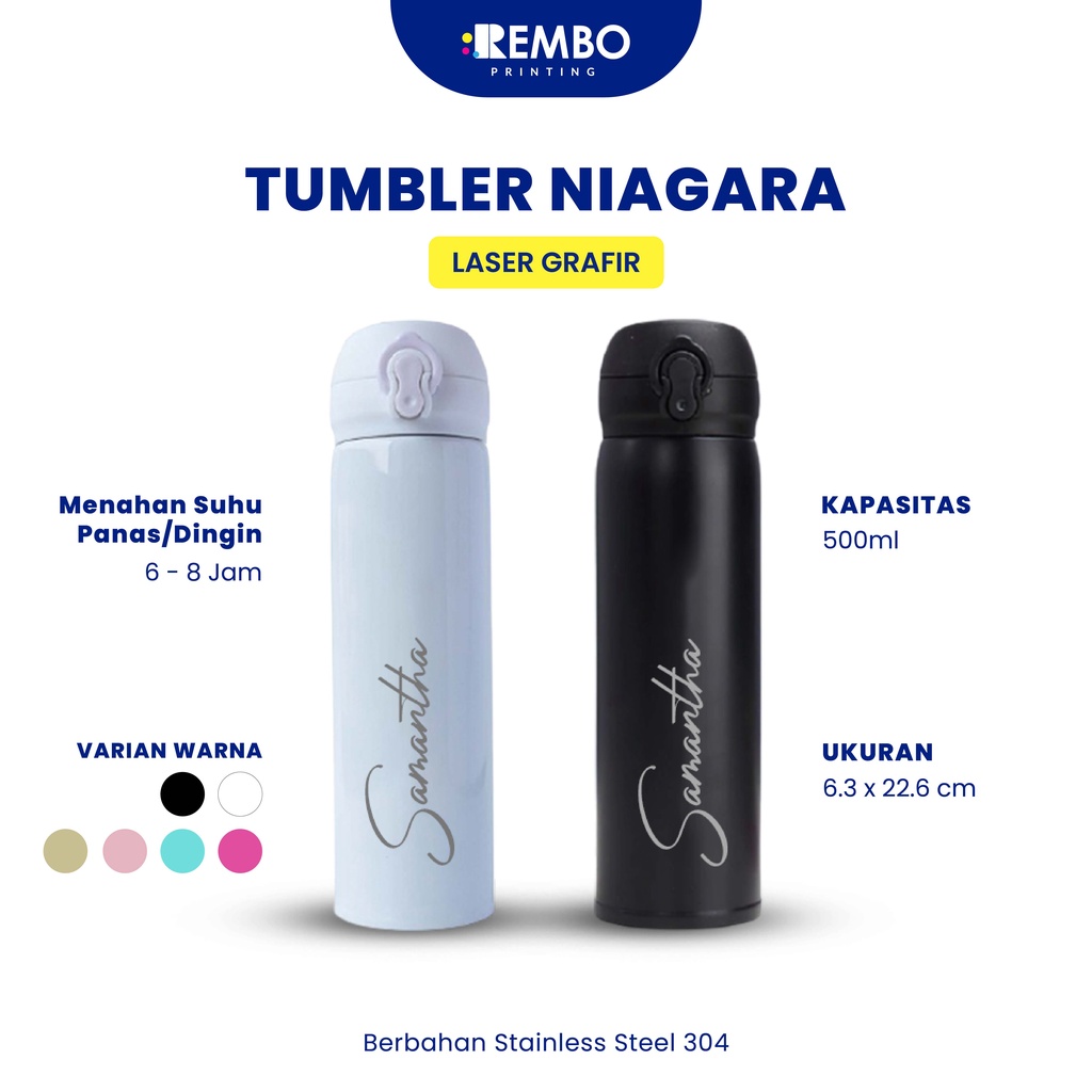 Tumbler Custom Niagara Laser Grafir/Print Grafir Nama/Logo/Karakter Souvenir Tumbler/Promosi Murah