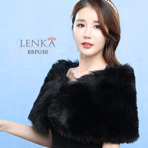 [PALING MURAH] WEDDING PESTA BOLERO BULU HITAM MODERN OUTER FUR WANITA BBP018