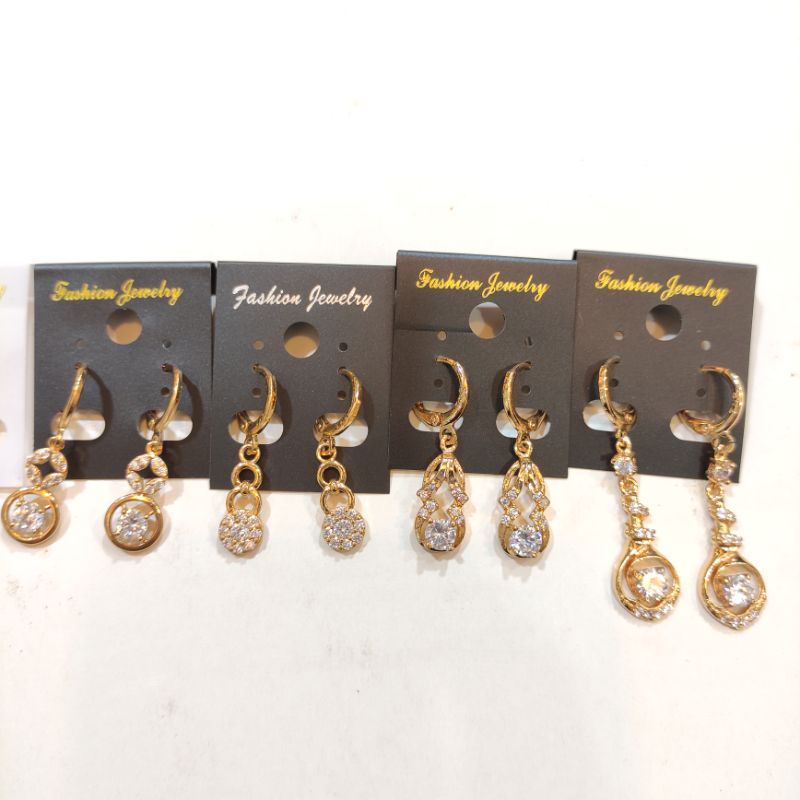 Anting wanita panjang jurai.. anting xuping lapis emas permata