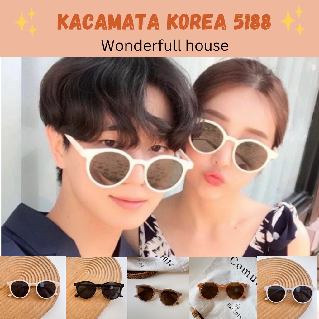 Kacamata Model Korea Retro Frame Bulat Fashion Pria Wanita Kacamata Hitam Kacamata Estetik