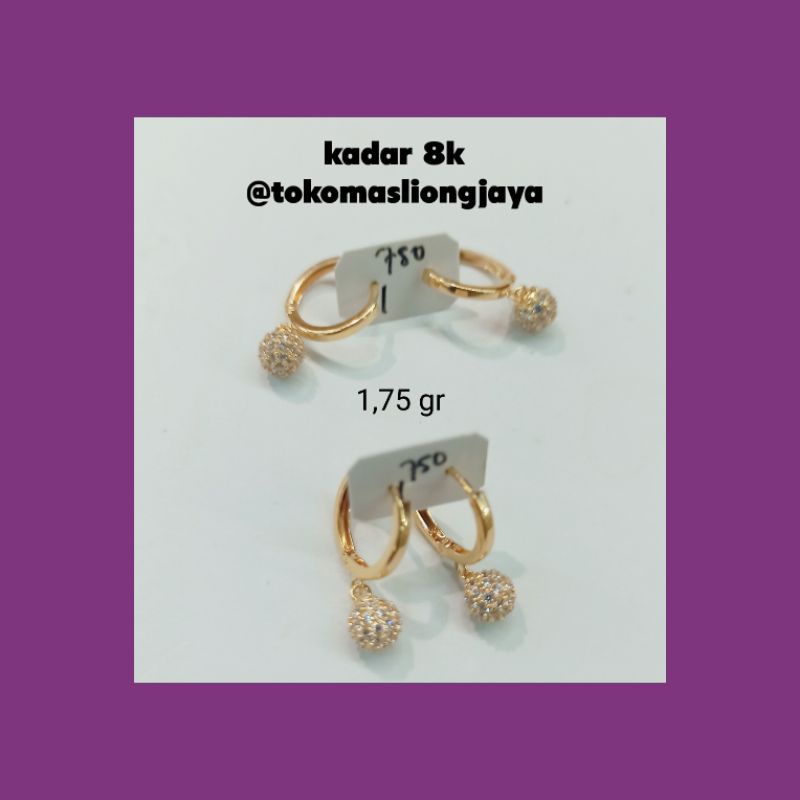 Anting Jepit Simple/ model baru Emas kadar 375/8k