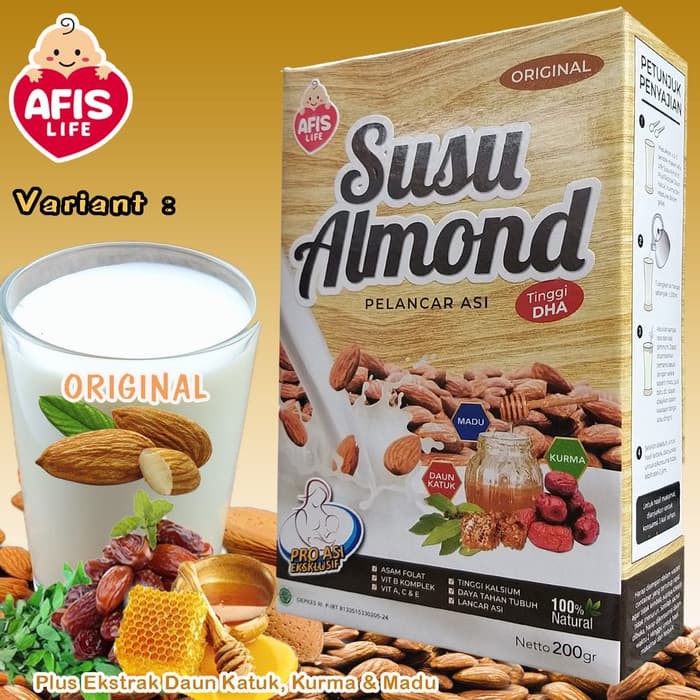 Makassar ! AFIS Susu Almond Pelancar ASI Booster ( Buy 2 Box  + Free 1 Box Susu Almond 60 gr )