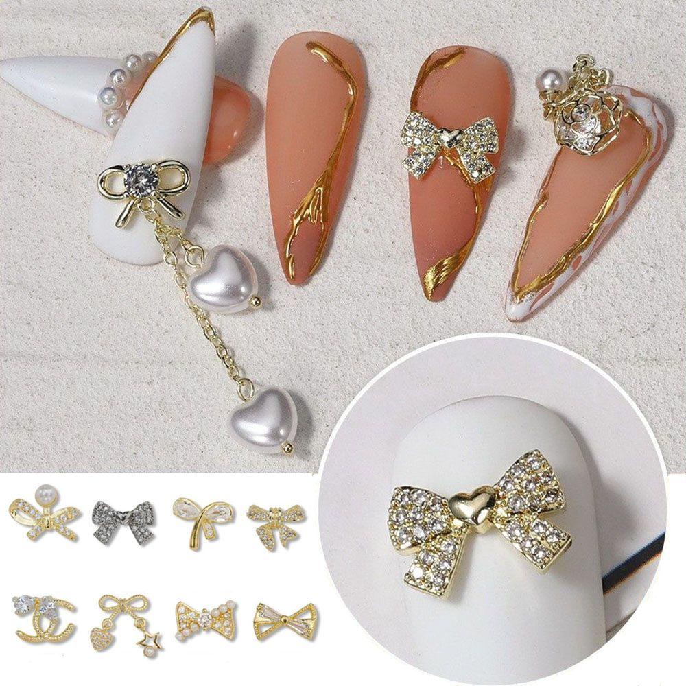 AUGUSTINA Augustina Nail Charms Mewah Super Flash Bunga Hiasan Kuku Manikur Aksesoris DIY Bahan Kuku 3D Dekorasi Kuku