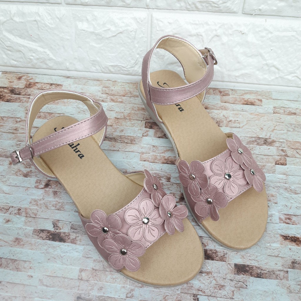 [TAMAN SEPATUKU] SEPATU TRENDY MURAH SANDAL ANAK PEREMPUAN BUNGA EMBOS 5 6 7 8 TAHUN HAX05