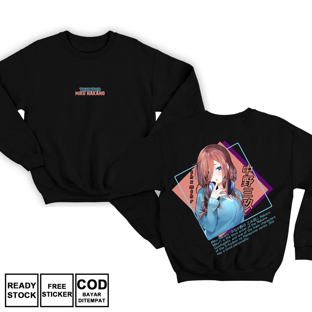 SWEATER MIKU NAKANO 5 TOUBUN NO HANAYOME WAIFU ANIME MANGA YOTSUBA FUUTAROU NINO THE BRIDE ICHIKA IT