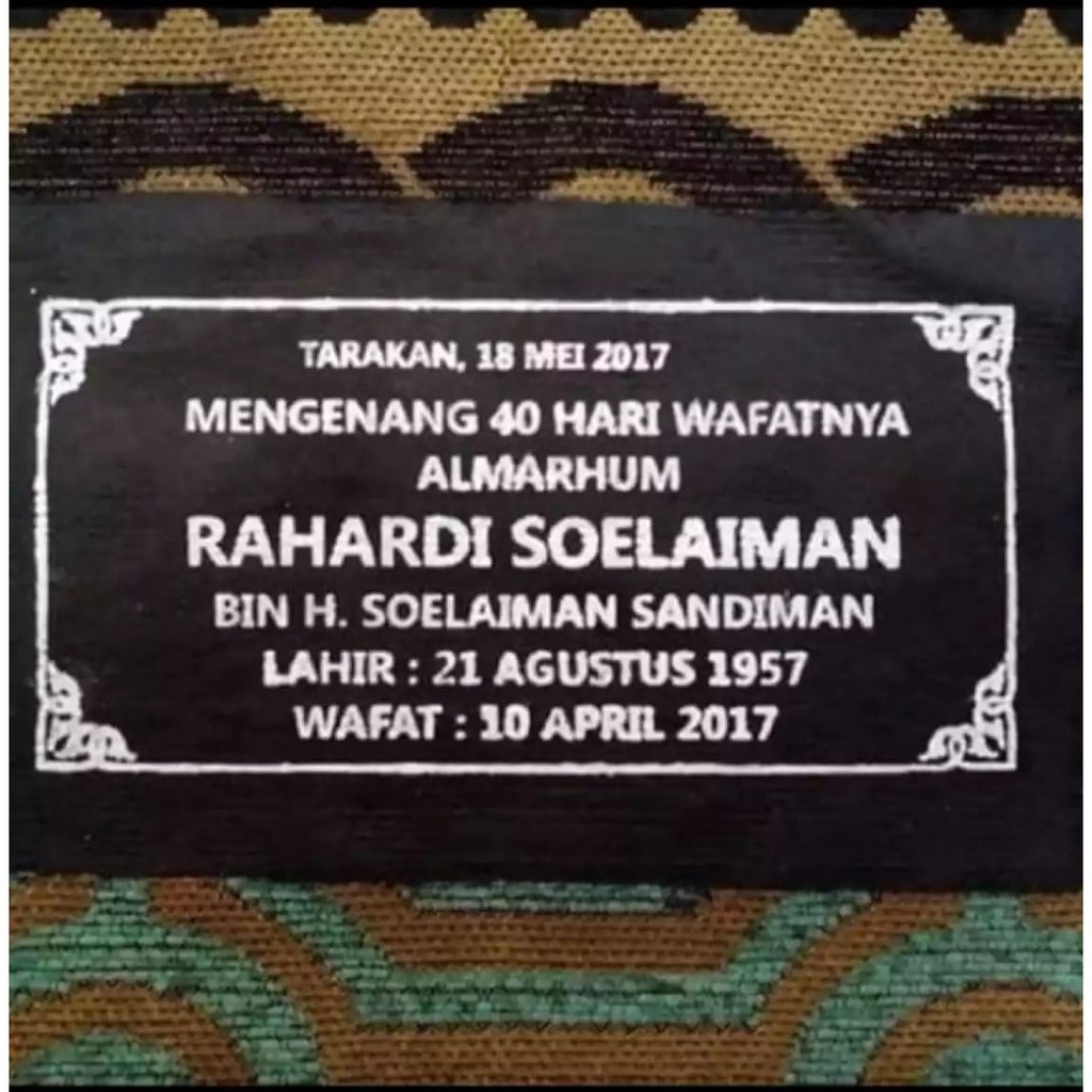 Sablon Cetak Nama di Sajadah oleh-oleh haji, souvenir, tahlilan 100 / 40 harian - BINGKAI 1(V2S7) sa