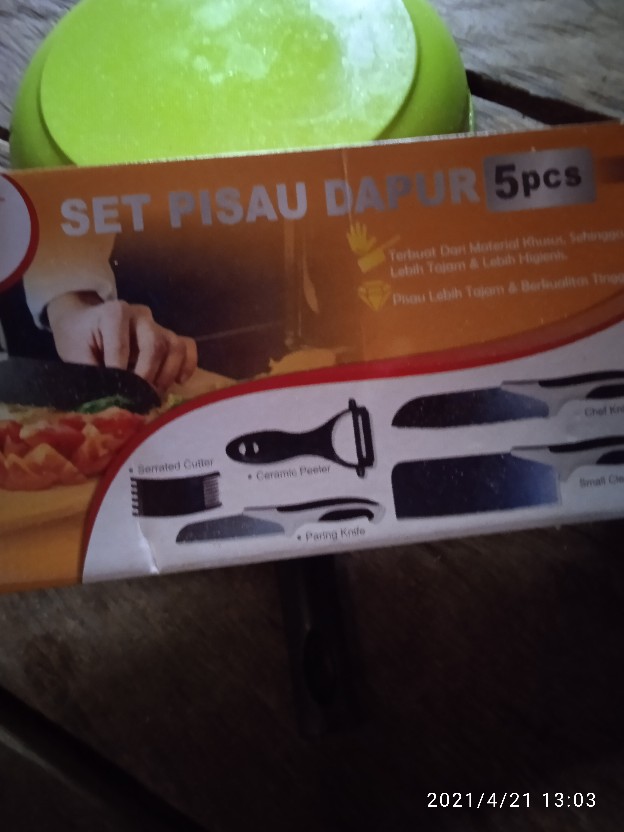Pisau Set Batu Mineral Maifan Ceramic 5 In 1 Knife Set 5 Pcs + 1 Ceramic Peeler ( J13 )