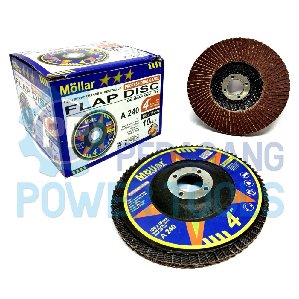 MOLLAR FLAP DISC NO 240 MATA GERINDA 4 INCH AMPLAS SUSUN TUMPUK BESI