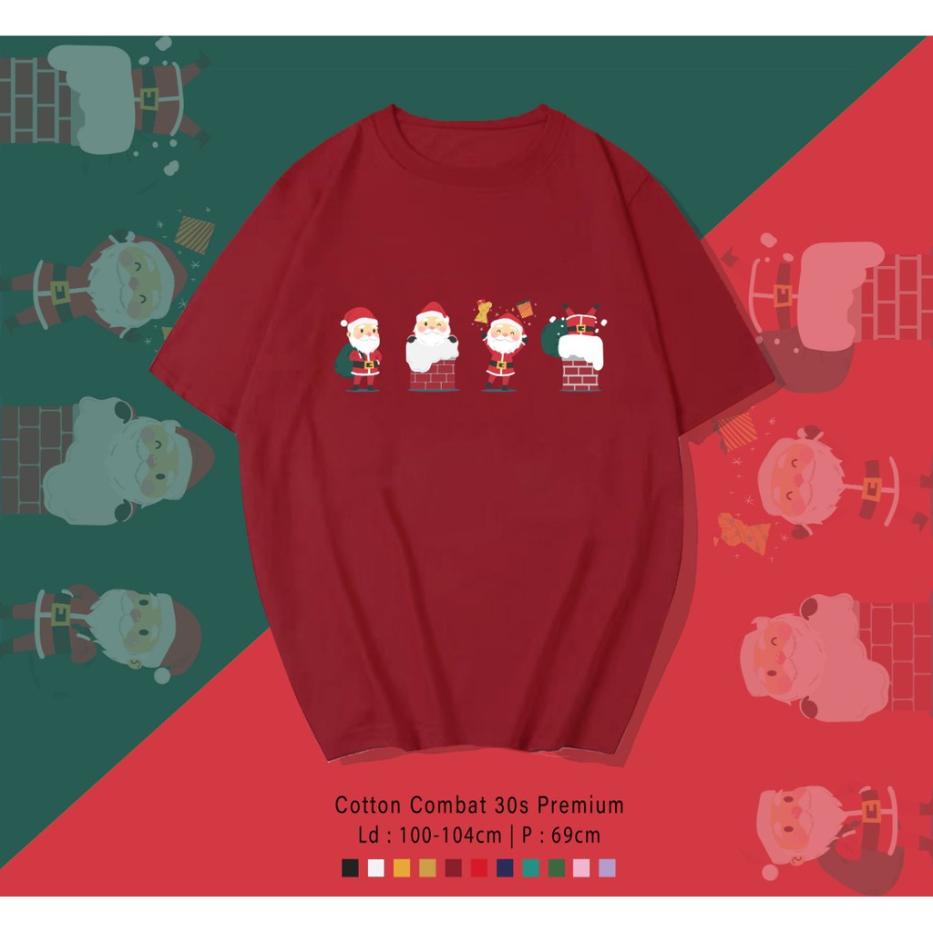 FREE CUSTOM NAMA - FOUR MINI SANTA T-SHIRT / KOAS UNISEX CEWEK COWOK / CUSTOM EDISI NATAL