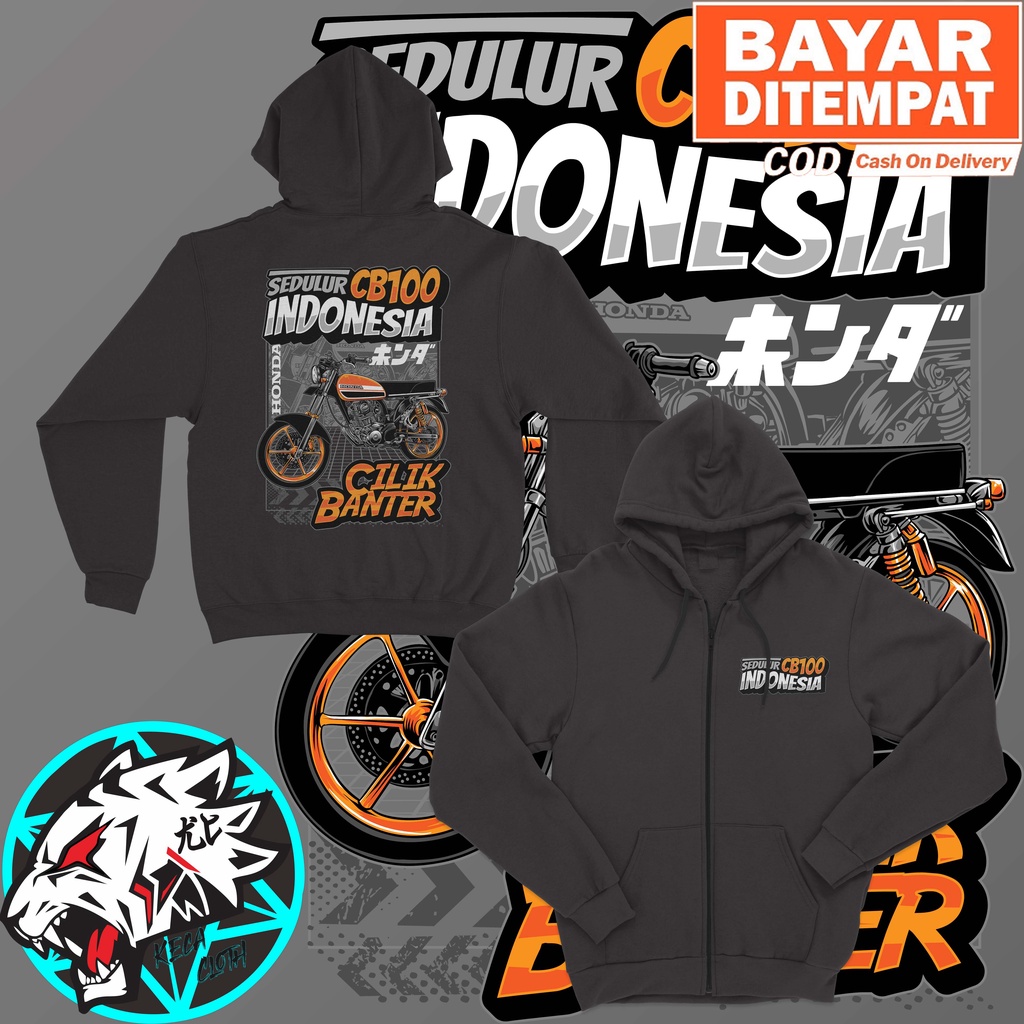 JAKET ZIPPER HONDA CB 100 SEDULUR CB100 INDONESIA BIG SIZE JUMBO JAKET CB 100 PRIA WANITA