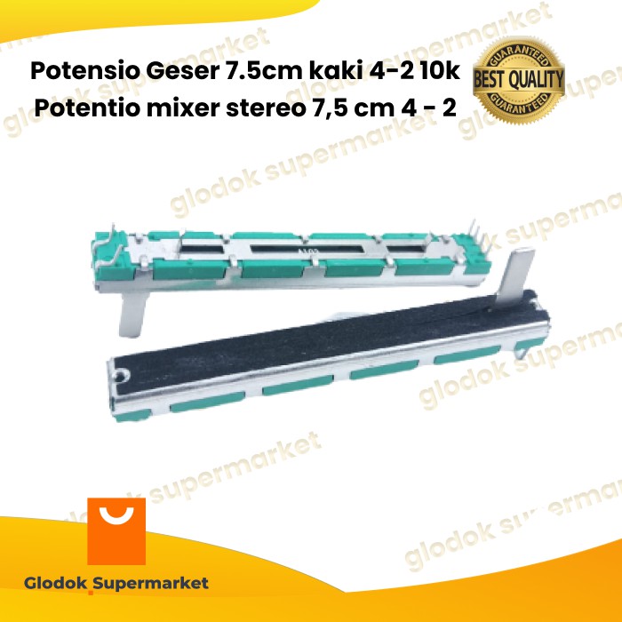 Potensio Geser 7.5cm kaki 4-2 10k Potentio mixer stereo 7,5 cm 4 - 2