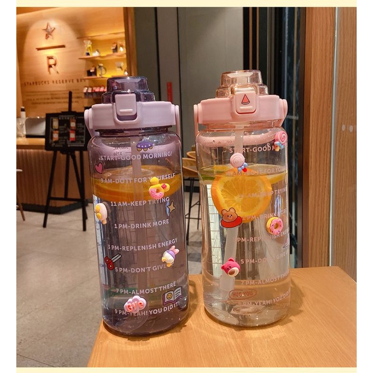 ((READY)) BAKUL UNIK - YIBEN Botol minum pastel jumbo 2L seperti Quifit / botol transparant bening tumbler 2 liter-6