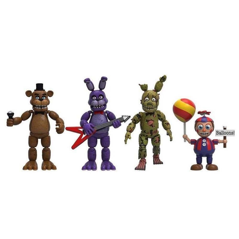 LANFY Lima Malam Di Malam Freddy's FNAF Nightmare 4pcs /set Dekorasi Mobil Figure Mainan Chica Pelaksanaan Keamanan Model Kolekte