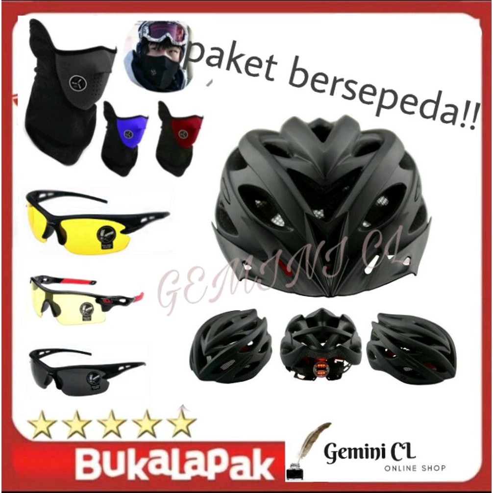 paket HEMAT bersepeda Helm Sepeda EPS PVC Shell dengan Lampu