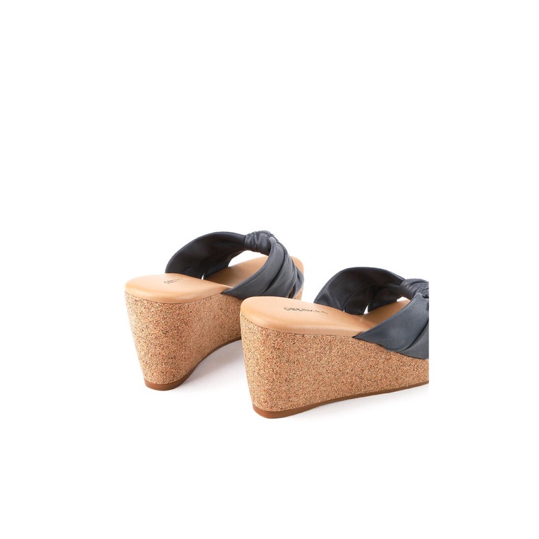 SANDAL WEDGES KULIT OBERMAIN WANITA ORIGINAL ASLI TERBARU BIRU OW02