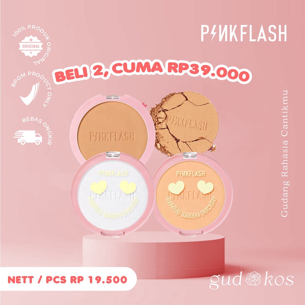 PINKFLASH #OhMySelf Long-lasting Matte Pressed Powder - Bedak Padat Makeup Wajah