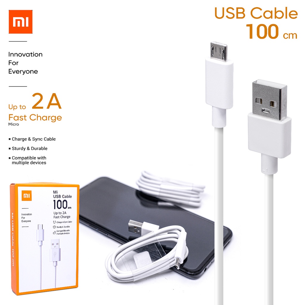 Kabel Data Xiaomi Original 100% Fast Charging Micro Dan Type C Mi6 Note 5/Note 4X