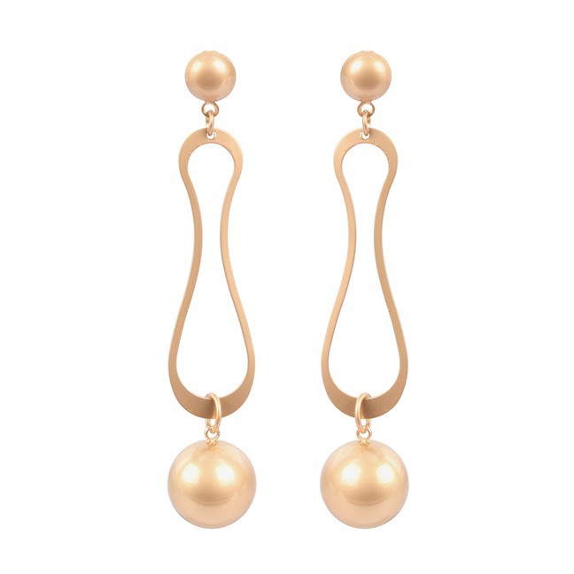 LRC Anting Tusuk Fashion Gold Pearl Geometric Irregular Ring Earrings F32612