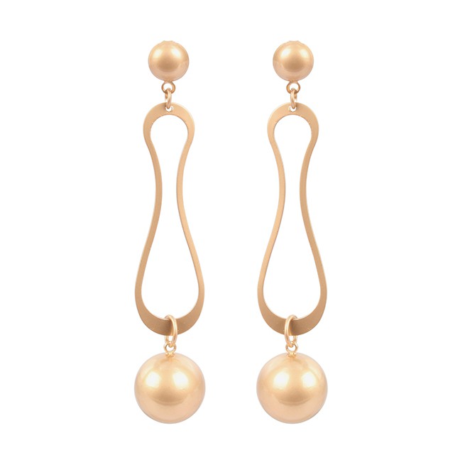 LRC Anting Tusuk Fashion Gold Pearl Geometric Irregular Ring Earrings F32612