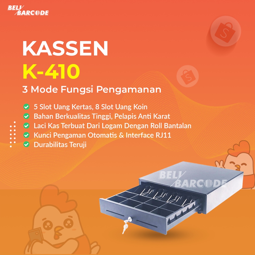 Kassen K 410 Cashdrawer Ukuran Besar Warna Hitam RJ-11