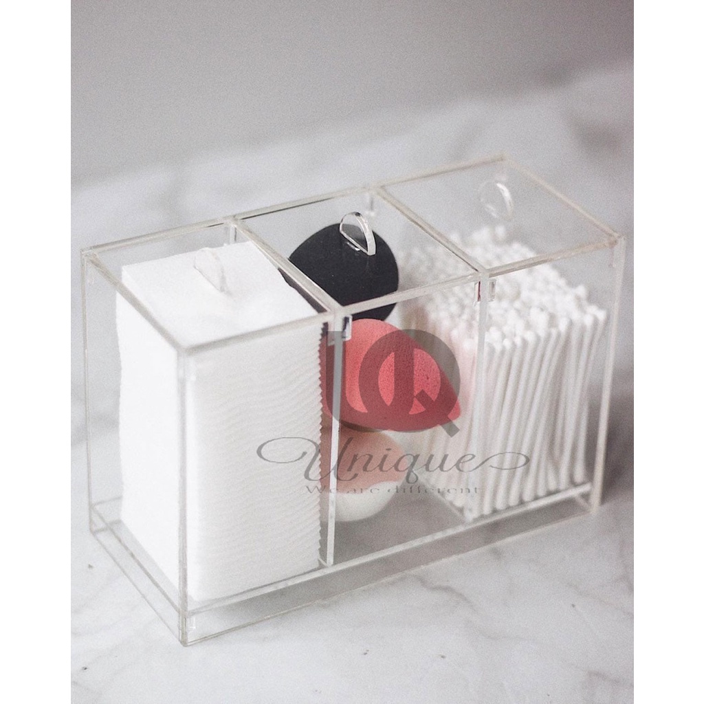 Acrylic Tempat Kapas / Cutton Bud / Pad - Rak Akrilik Makeup Organizer