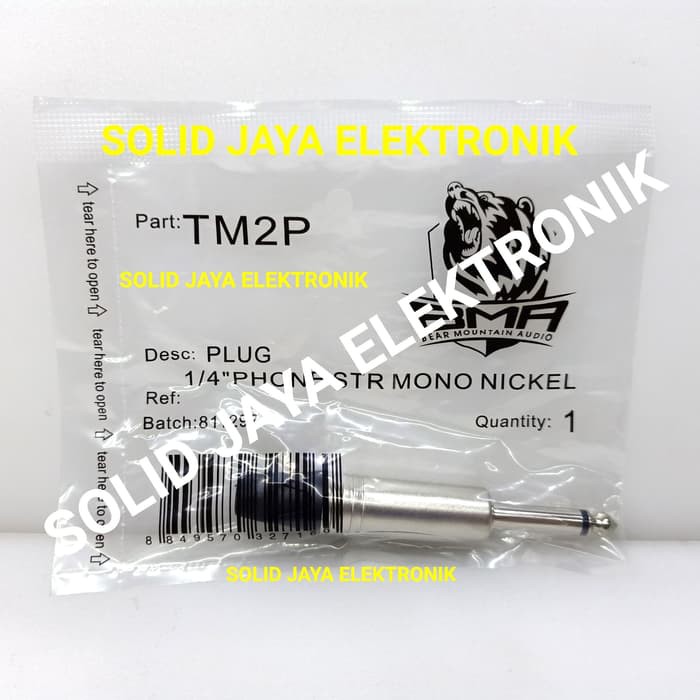 JACK MIC MONO BMA JECK JEK BMA JAK JEG PLUG MONO JEC JAC AKAI MONO 6.5 MM 6,5 MM 6.5MM  GITAR COLOKAN MIC MICROPHONE BMA TM2P BESI NICKEL TM 2P BMA ORI ASLI ORIGINAL