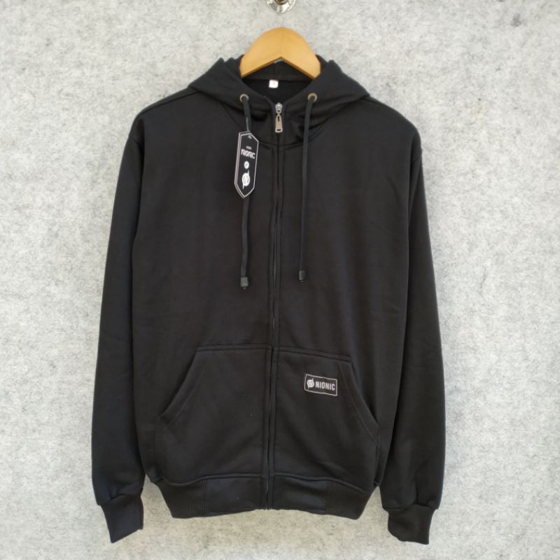 Jaket Polos Original Nionic Hitam Kualitas Premium Free Gantungan Kunci