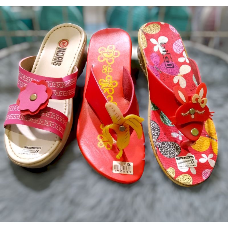 Sandal Anak Perempuan Hak Tinggi 3 s/d 4,5 cm | Sandal Anak perempuan Jepit dan Slip On | Sandal ana