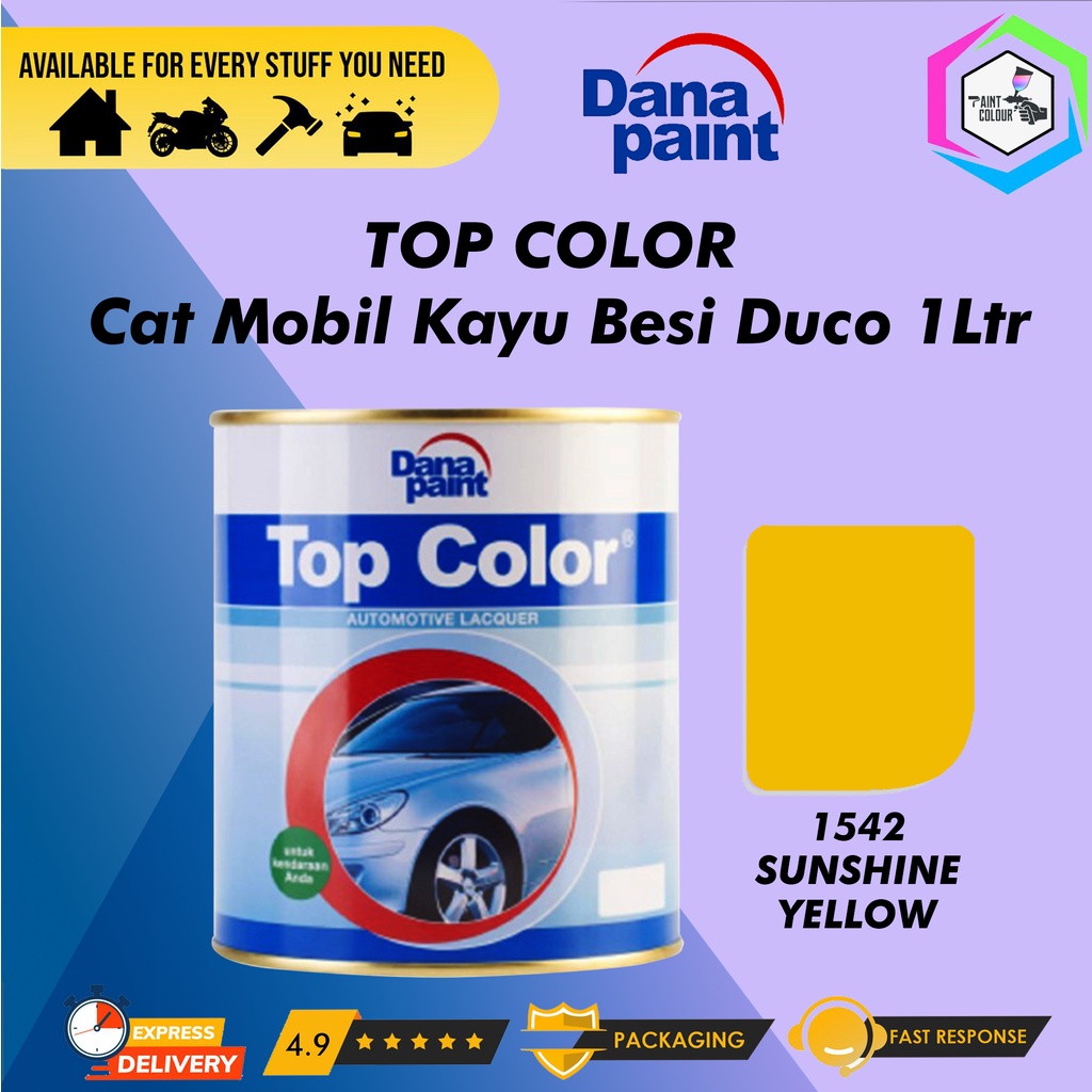 TOP COLOR 1542 Sunshine Yellow - Cat Mobil Kayu Besi Duco