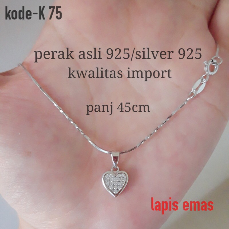 Kalung liontin love mata perak asli 925 lapis mas putih/kalung wanita/kalung murah/kalung love