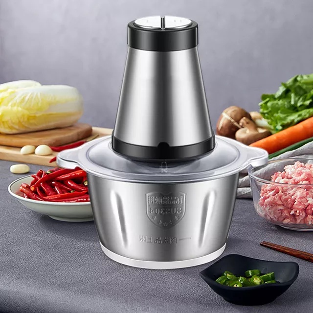 Blender Penggiling Daging Stainless 2 Liter Blender Penggiling Penghalus Daging Sayuran Bumbu Masak Cabe Chopper Meat Blender Grinder Stainless 2 Liter