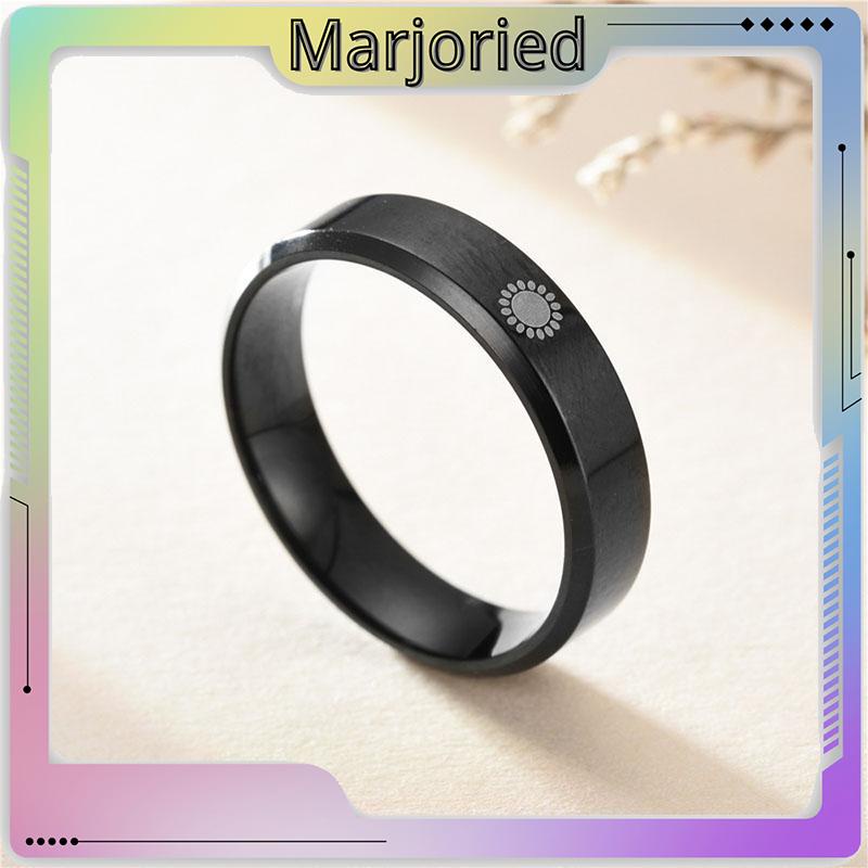 Simple Moon Sun Couple Trendy Wide Love Rings Hadiah Indah untuk Pacar Pacar di Hari Valentine-MJD