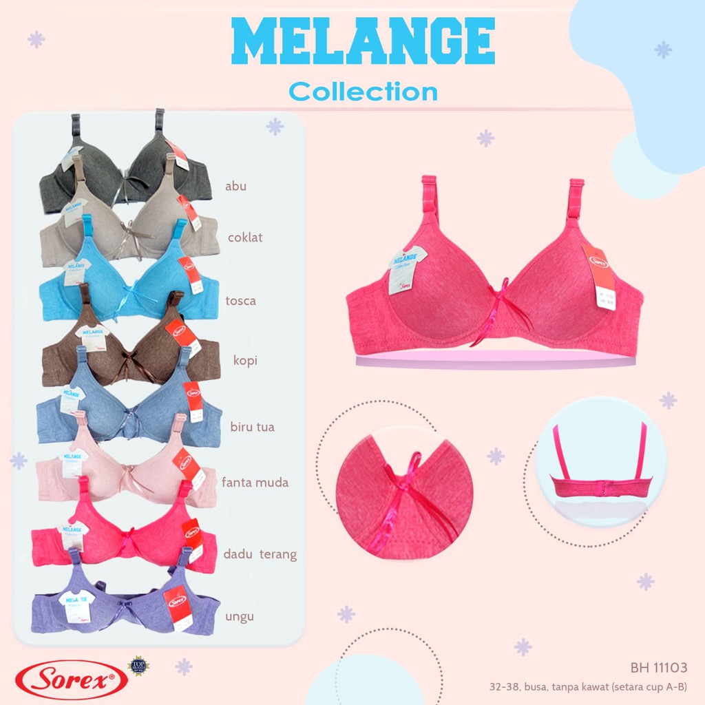 Bh Bra (REMAJA) Sorex 11103 {Cup Remaja} Melange | Bra Busa Tanpa Kawat | Basic |