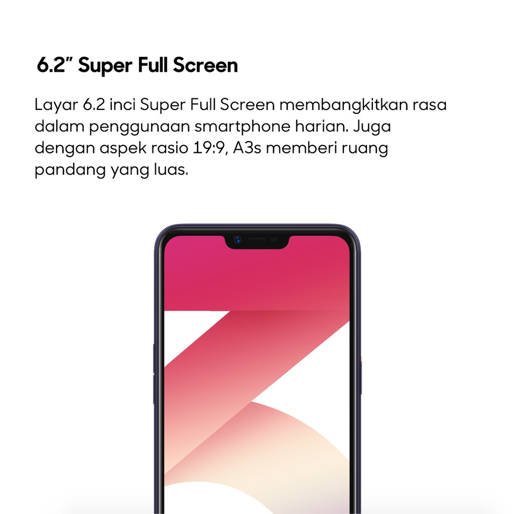 OPPO A3s Smartphone 3GB/32GB -Battery 4230 mAh- (Cicil TANPA Kartu Kredit, Garansi Resmi OPPO)