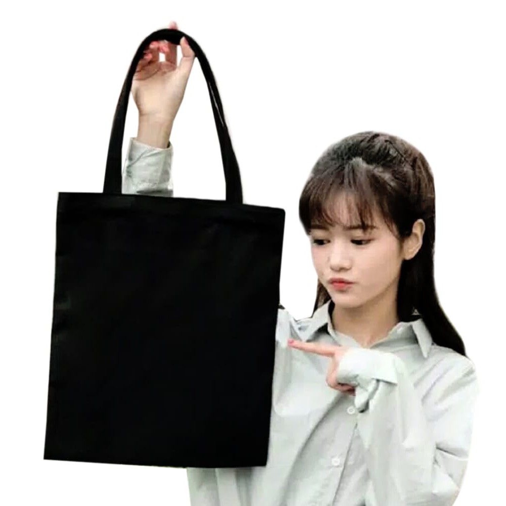 Totebag Polos Hitam | tas selempang pria/wanita | tas kuliah (COD BAYAR DITEMPAT)Pake Resleting