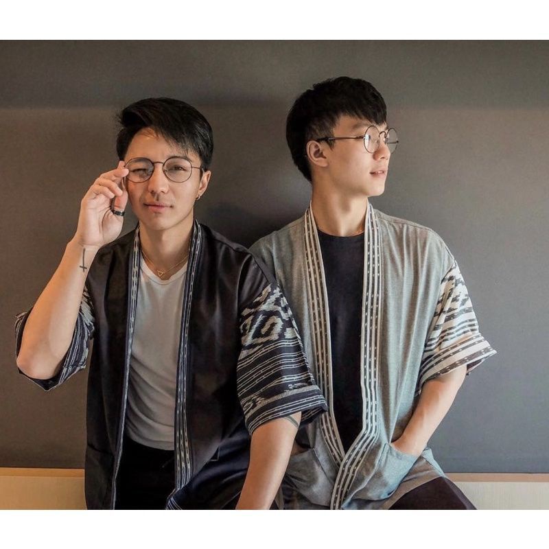 BO12IS Pria Wanita Blazzer Kimono Songket Tenun Asli Unisex Ori Tenun Atasan Pria Outer Loose Casual