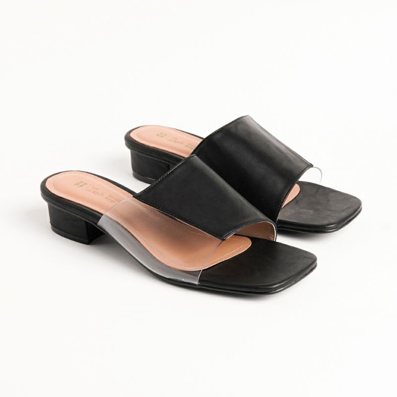 Sandal Kaca Wanita Big Size 41-45 / Sendal Slop Slide Cewek Jumbo Kulit Hitam, 42