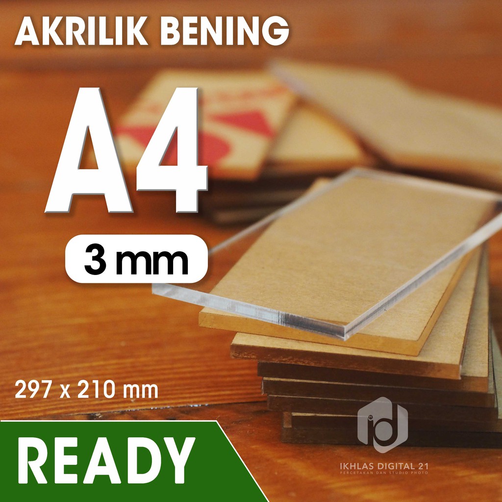 Acrylic / Akrilik Lembaran Uk. A4 Tebal 3mm BENING