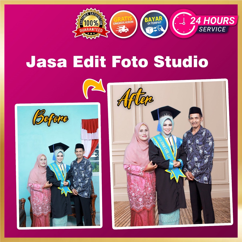 Jasa Edit Ganti Background Foto Studio Wisuda Keluarga Pasangan Pacar Couple