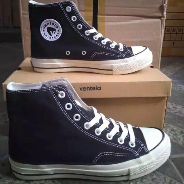  Sepatu  VENTELA  70 s High Black Natural Original Shopee 