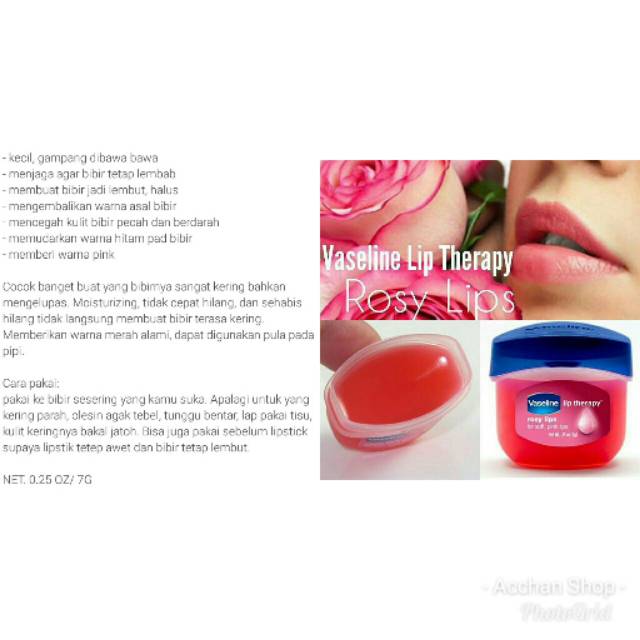 KODE-VSLACN | VASELINE LIP THERAPY ROSE / VASELINE PINK ...